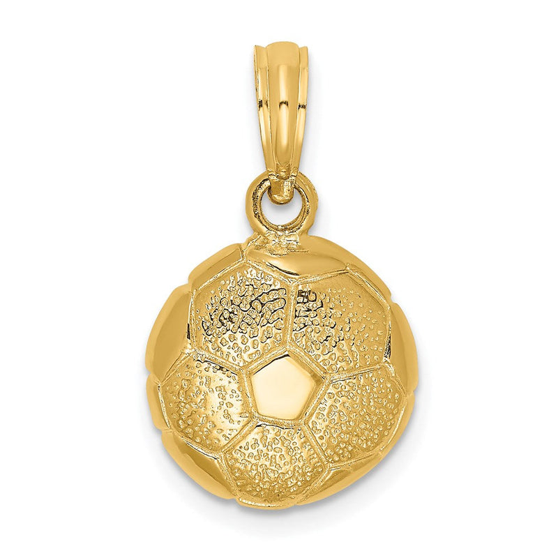 14K Gelbgold massiver polierter Fußball-Charm mit offener Rückseite