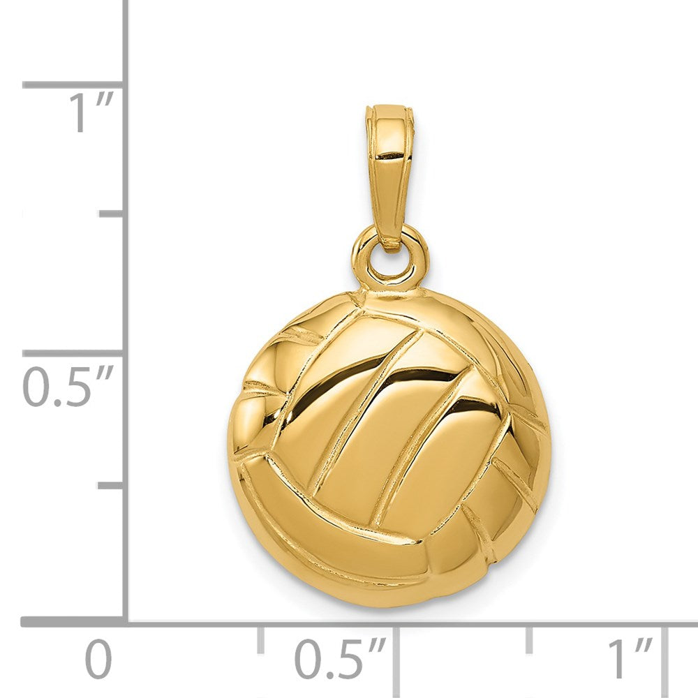 14K Gelbgold Volleyball-Anhänger, poliert, offene Rückseite