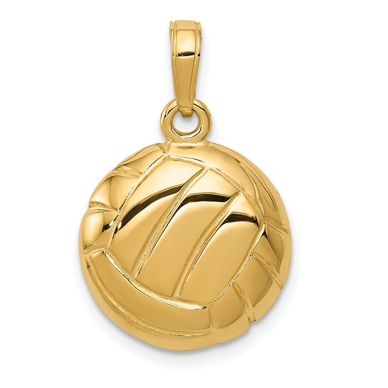 14K Gelbgold Volleyball-Anhänger, poliert, offene Rückseite