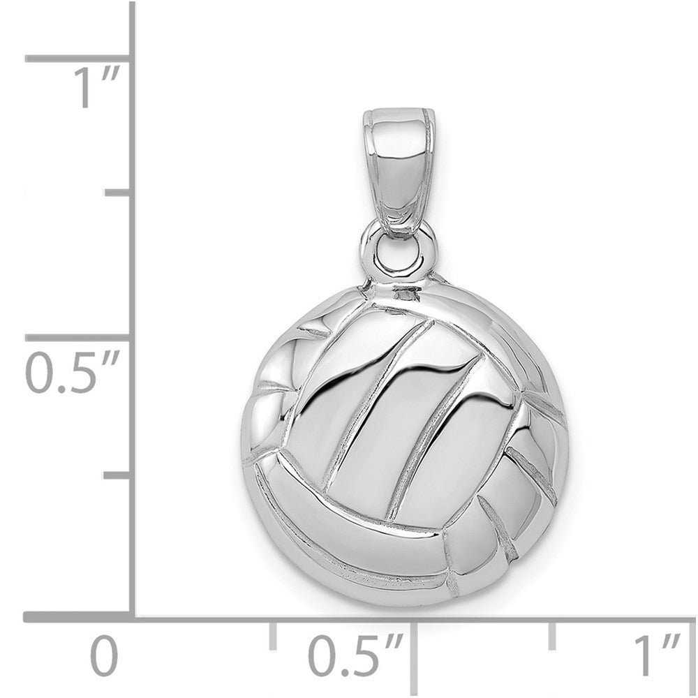 14K Weißgold polierter Volleyball-Anhänger mit offener Rückseite