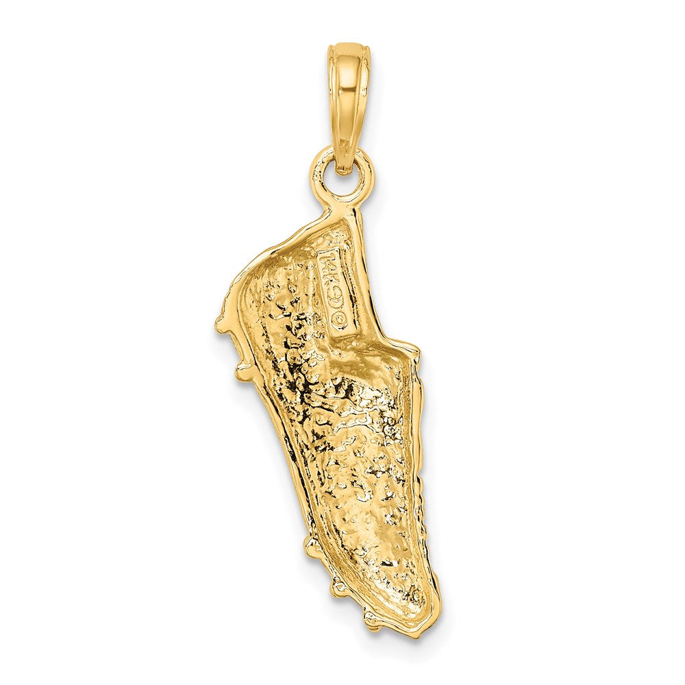14 Karat Gelbgold polierter Fußballschuh-Charm mit offener Rückseite