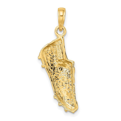 14 Karat Gelbgold polierter Fußballschuh-Charm mit offener Rückseite