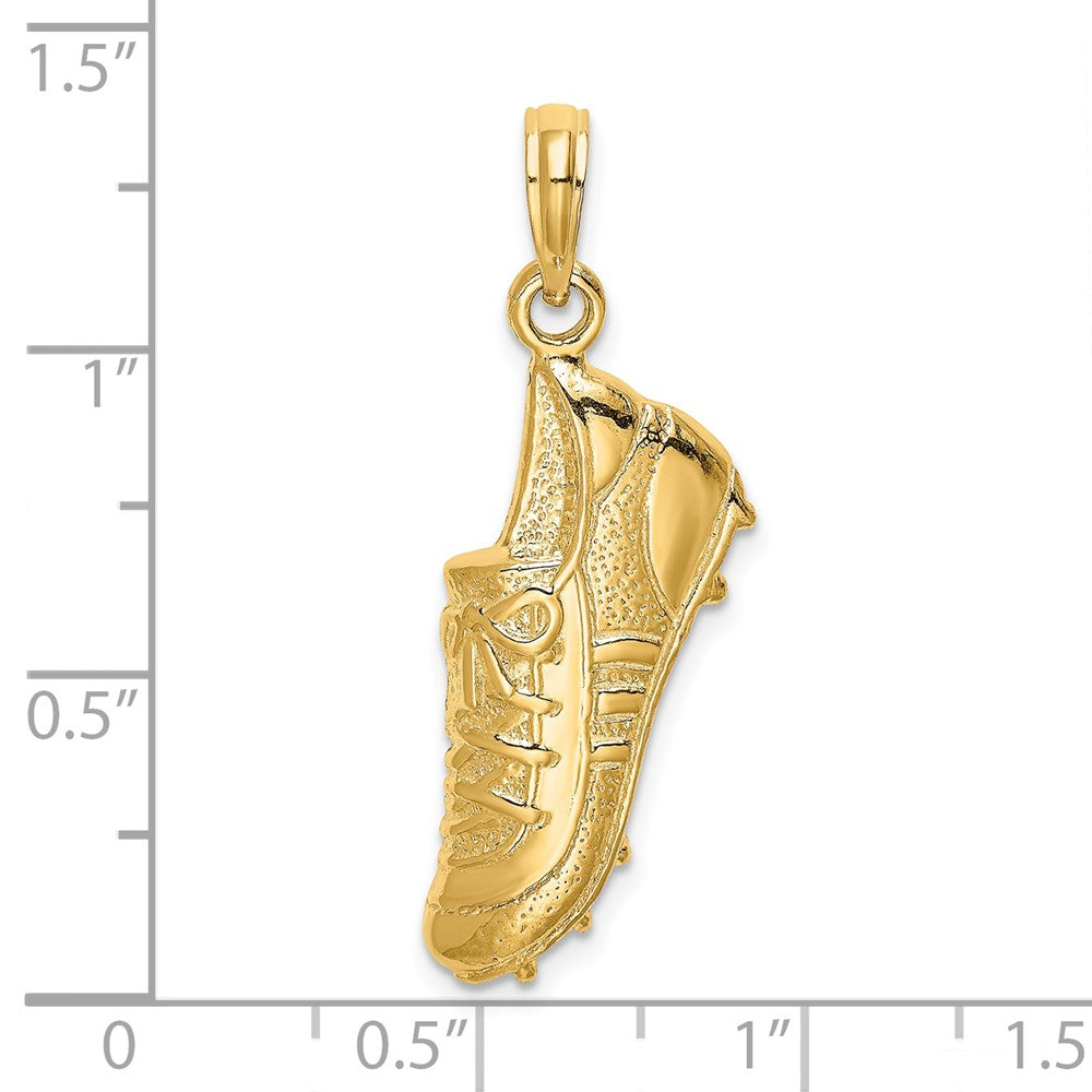14 Karat Gelbgold polierter Fußballschuh-Charm mit offener Rückseite