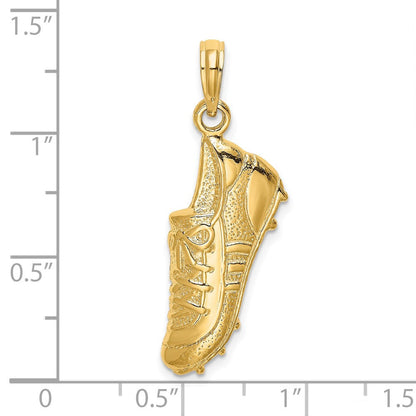 14 Karat Gelbgold polierter Fußballschuh-Charm mit offener Rückseite