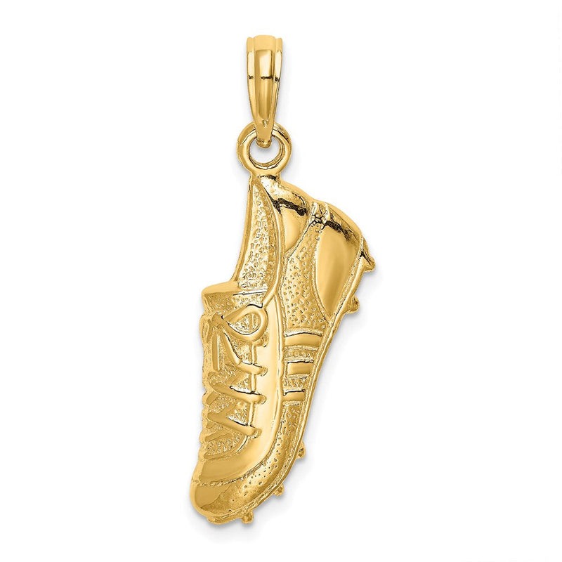 14 Karat Gelbgold polierter Fußballschuh-Charm mit offener Rückseite