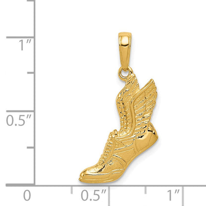 14K Gelbgold Poliert Laufschuh-Anhänger