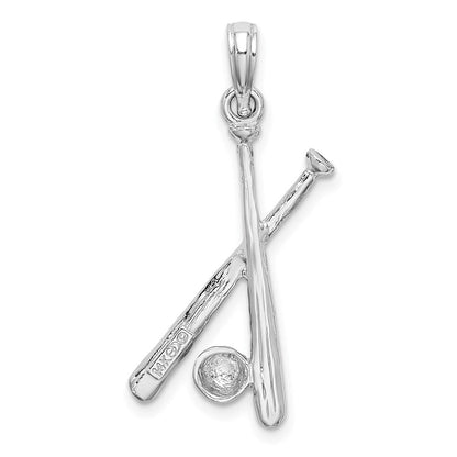 14K Weißgold 2-D Baseball-Charm