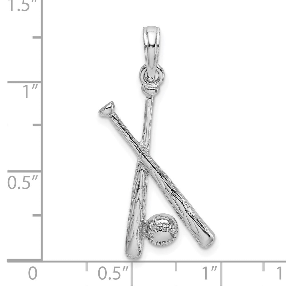14K Weißgold 2-D Baseball-Charm