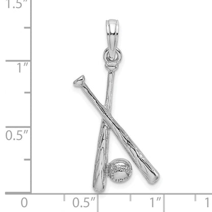 14K Weißgold 2-D Baseball-Charm