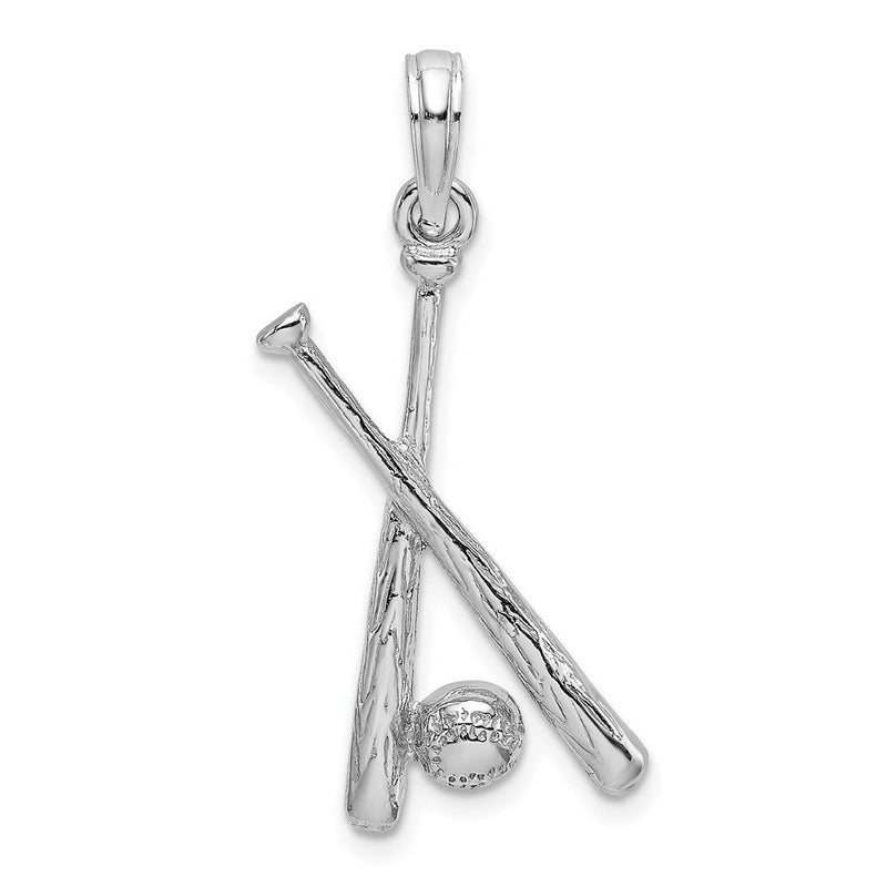 14K Weißgold 2-D Baseball-Charm