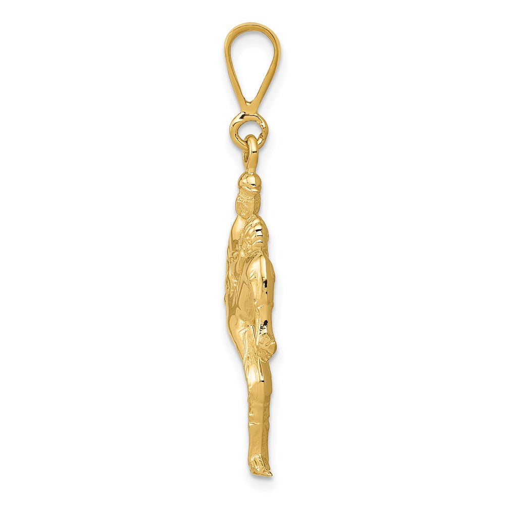 14K Gelbgold Polierter 3-D Krug-Baseball-Charm