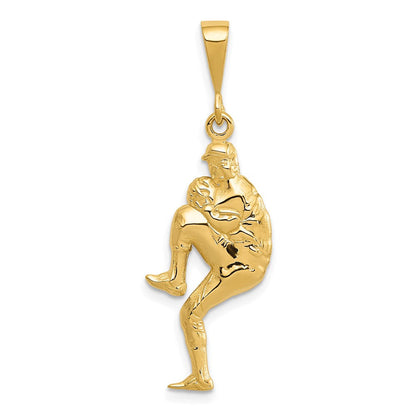 14K Gelbgold Polierter 3-D Krug-Baseball-Charm