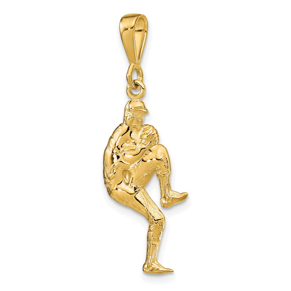 14K Gelbgold Polierter 3-D Krug-Baseball-Charm