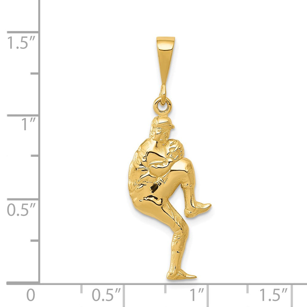 14K Gelbgold Polierter 3-D Krug-Baseball-Charm
