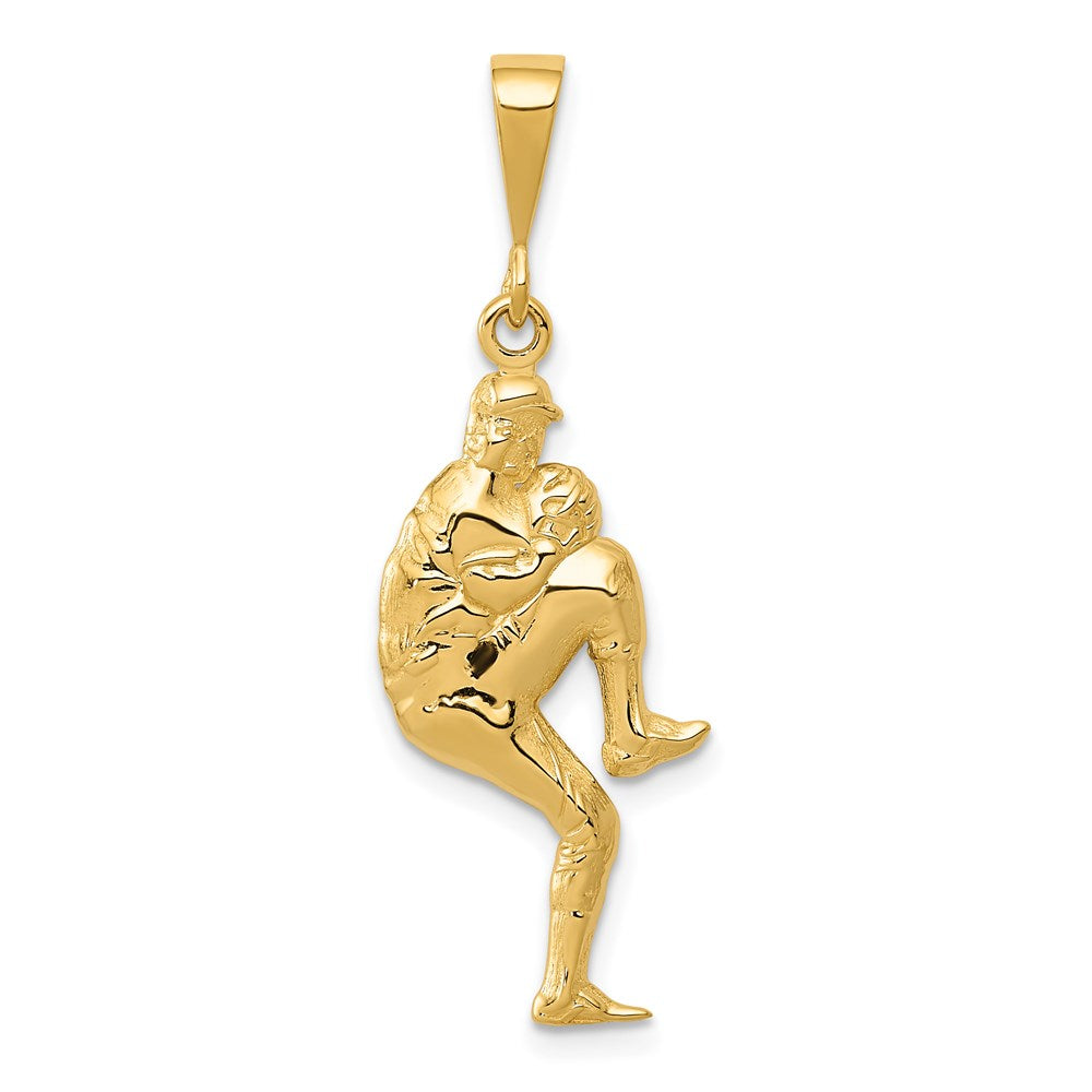 14K Gelbgold Polierter 3-D Krug-Baseball-Charm