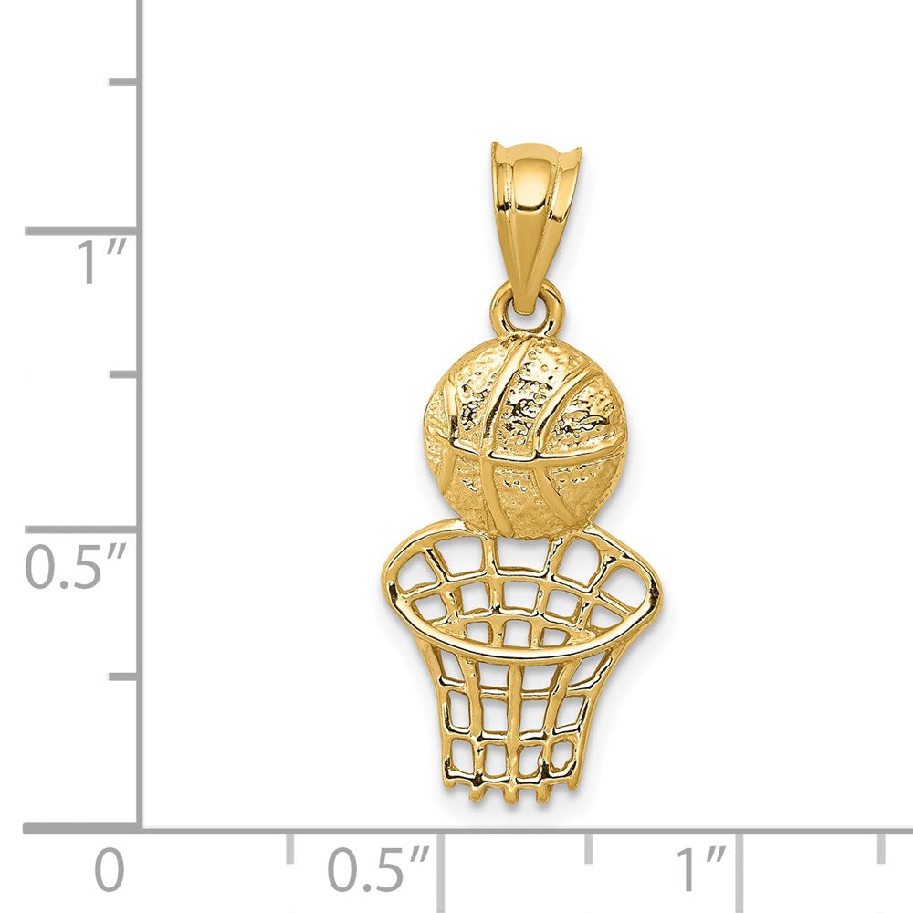 14K Gelbgold Basketball-mit-Netz-Charm