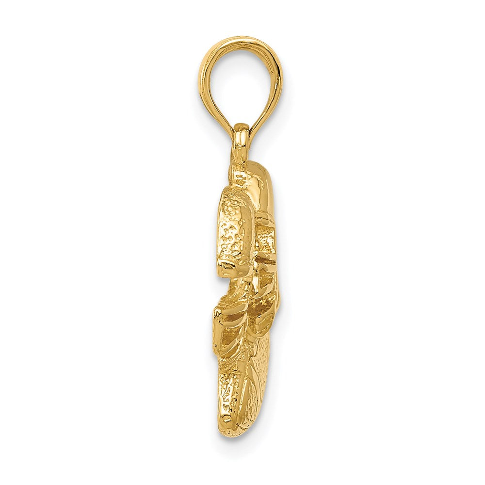 14K Gelbgold 2-D Doppel-Football-Helme-und-Ball-Charm