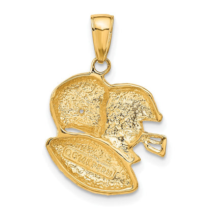 14K Gelbgold 2-D Doppel-Football-Helme-und-Ball-Charm