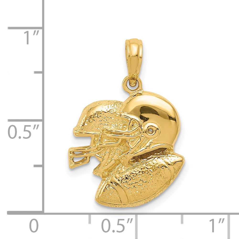 14K Gelbgold 2-D Doppel-Football-Helme-und-Ball-Charm