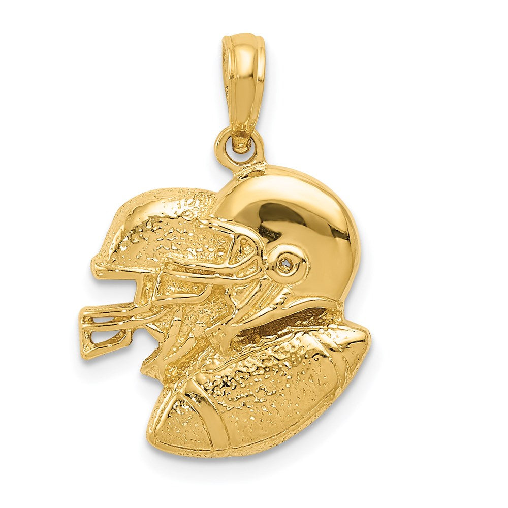 14K Gelbgold 2-D Doppel-Football-Helme-und-Ball-Charm