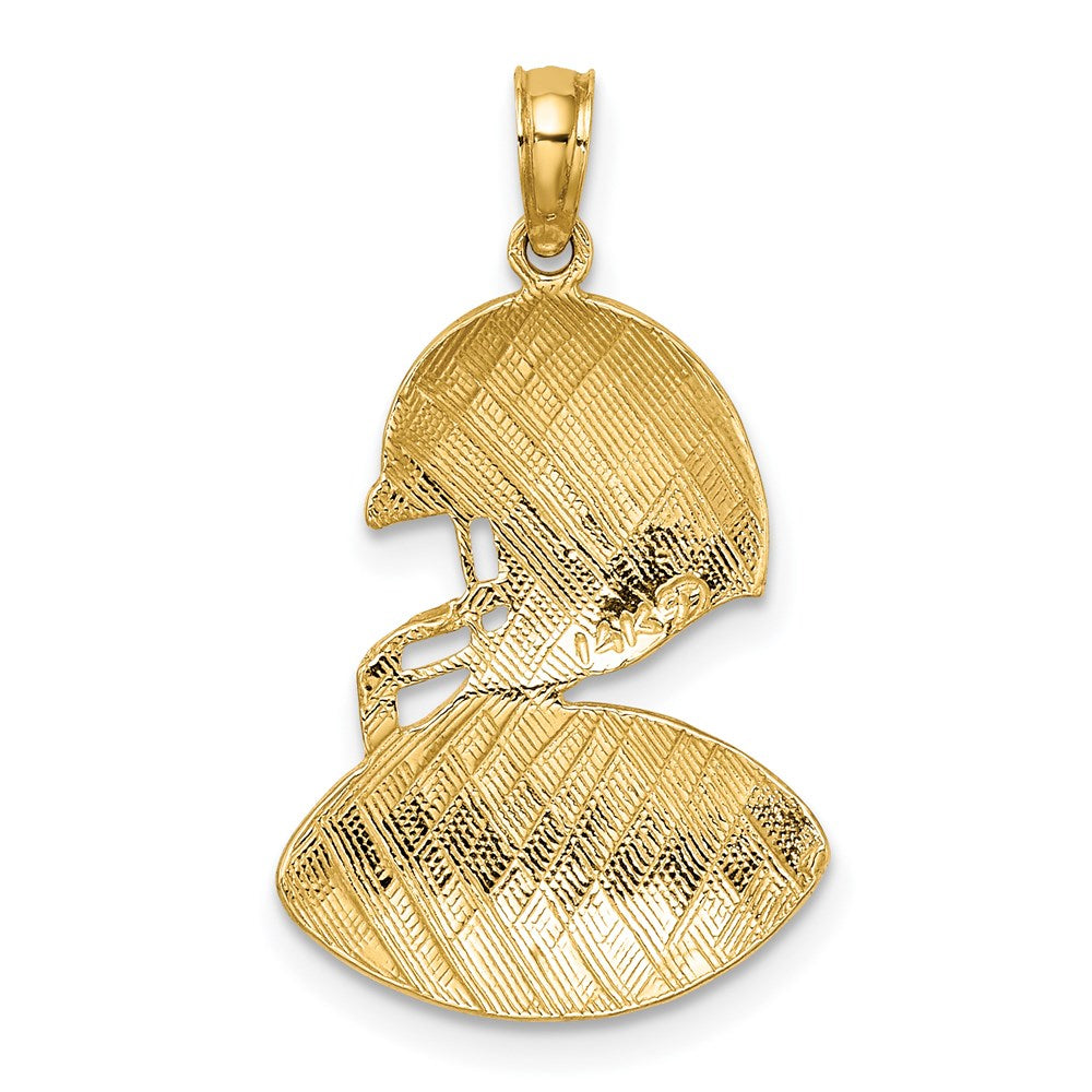 14K Gelbgold Polierter Football und Helm Anhänger