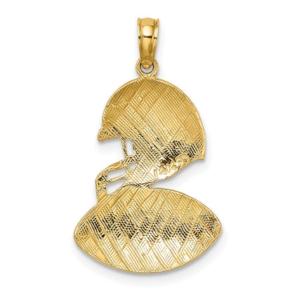 14K Gelbgold Polierter Football und Helm Anhänger