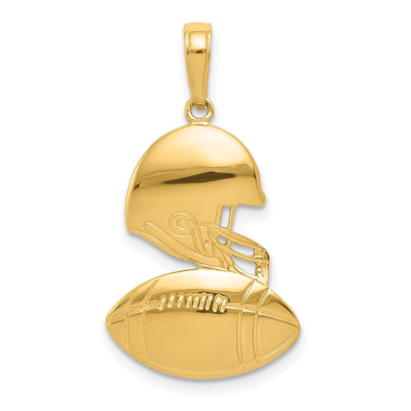14K Gelbgold Polierter Football und Helm Anhänger
