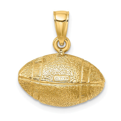 14K Gelbgold Polierter 3-D Football-Charm