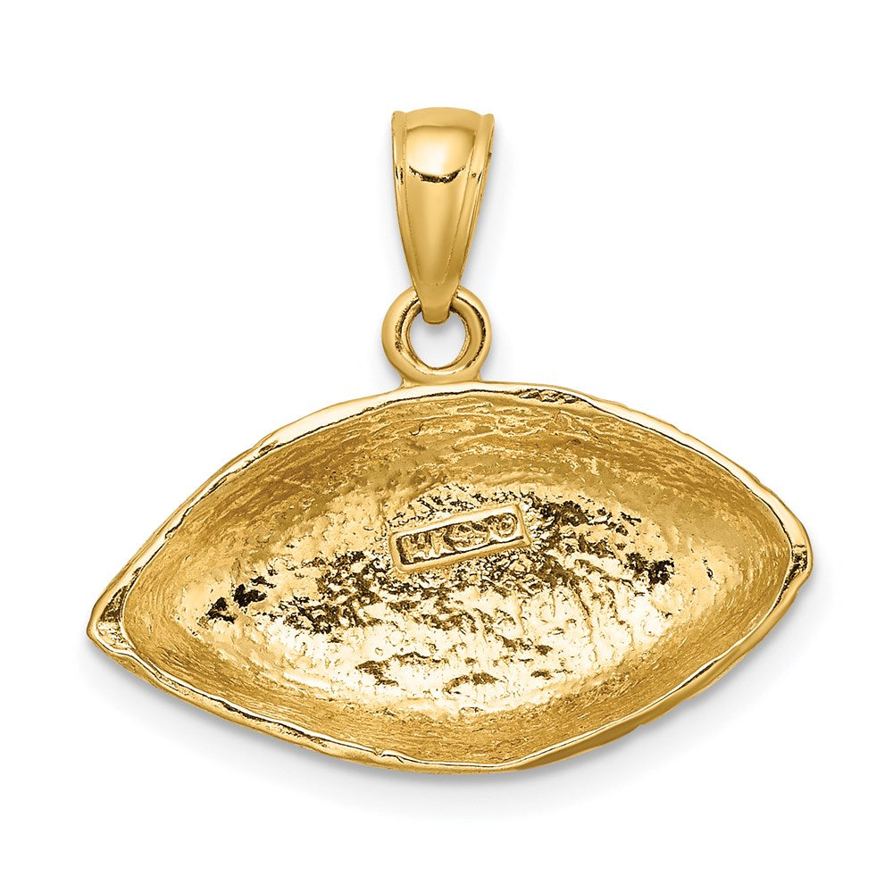14K Gelbgold Polierter Offener Football-Charm
