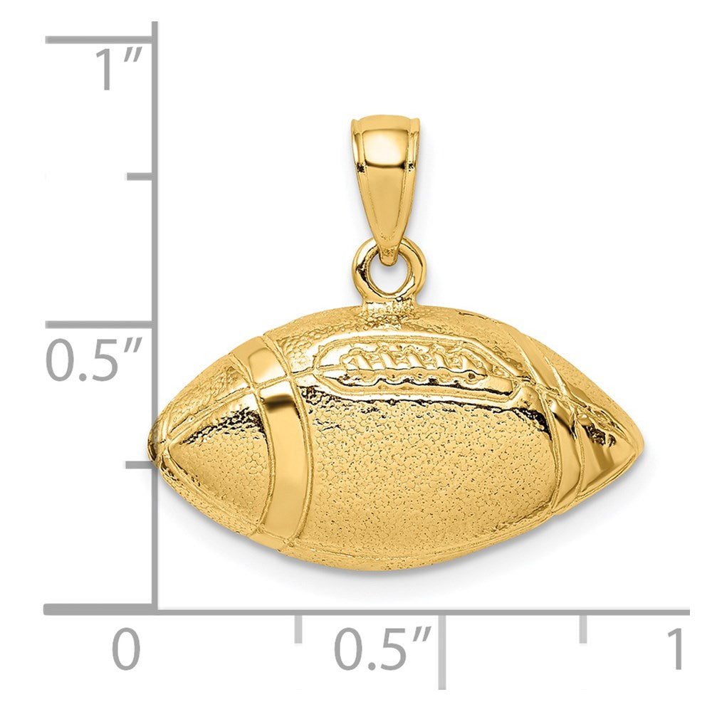 14K Gelbgold Polierter Offener Football-Charm