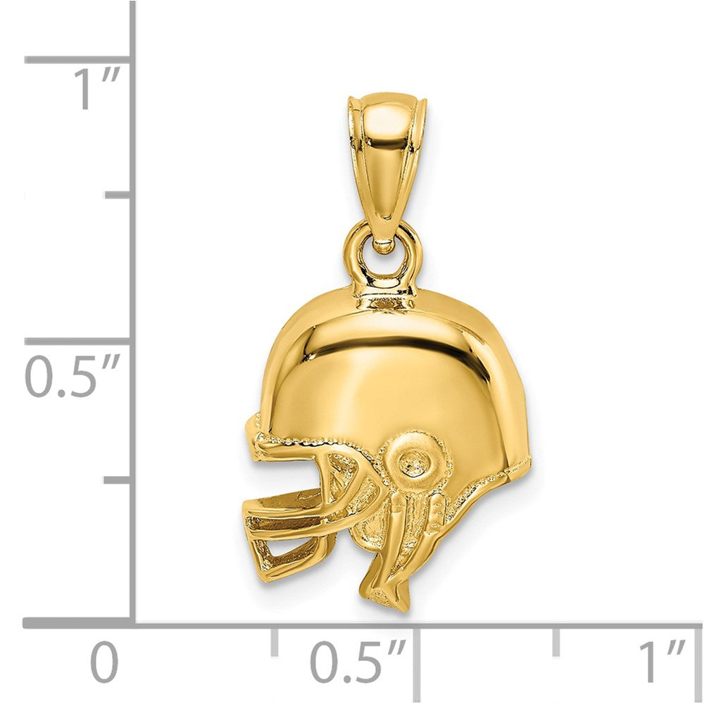 14K Gelbgold Polierter Offener Football-Helm-Charm