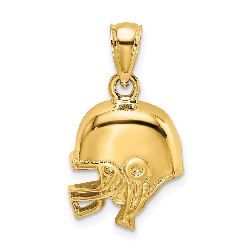 14K Gelbgold Polierter Offener Football-Helm-Charm