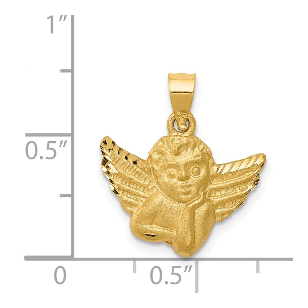 14K Gelbgold Satin-Engel-Anhänger