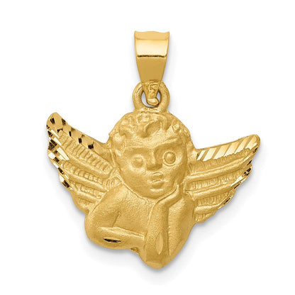 14K Gelbgold Satin-Engel-Anhänger