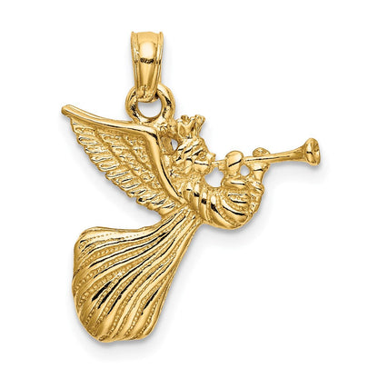 14K Gelbgold Engel mit Trompete Charm