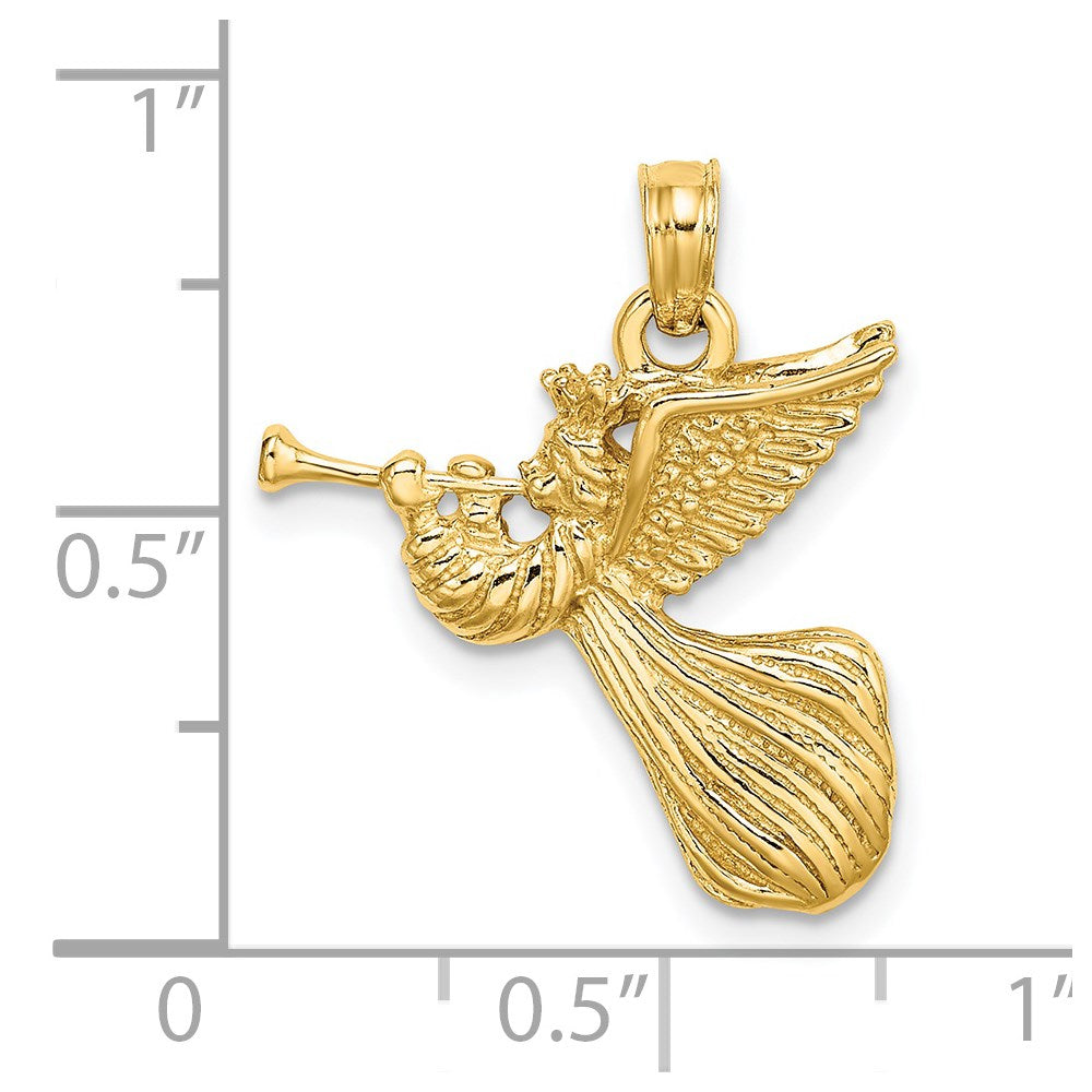 14K Gelbgold Engel mit Trompete Charm