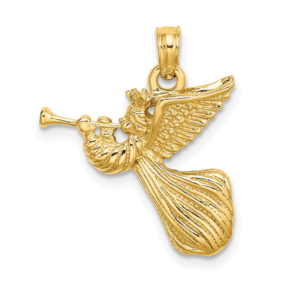 14K Gelbgold Engel mit Trompete Charm