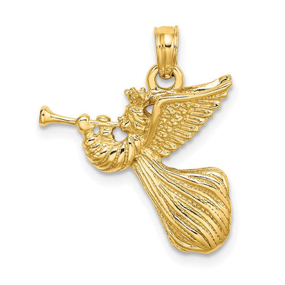 14K Gelbgold Engel mit Trompete Charm