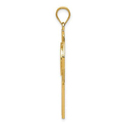 14K Gelbgold Keltisches Claddagh-Kreuz-Anhänger