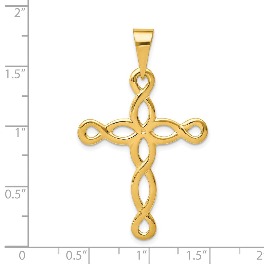 14K Gelbgold Polierter Kreuz-Anhänger