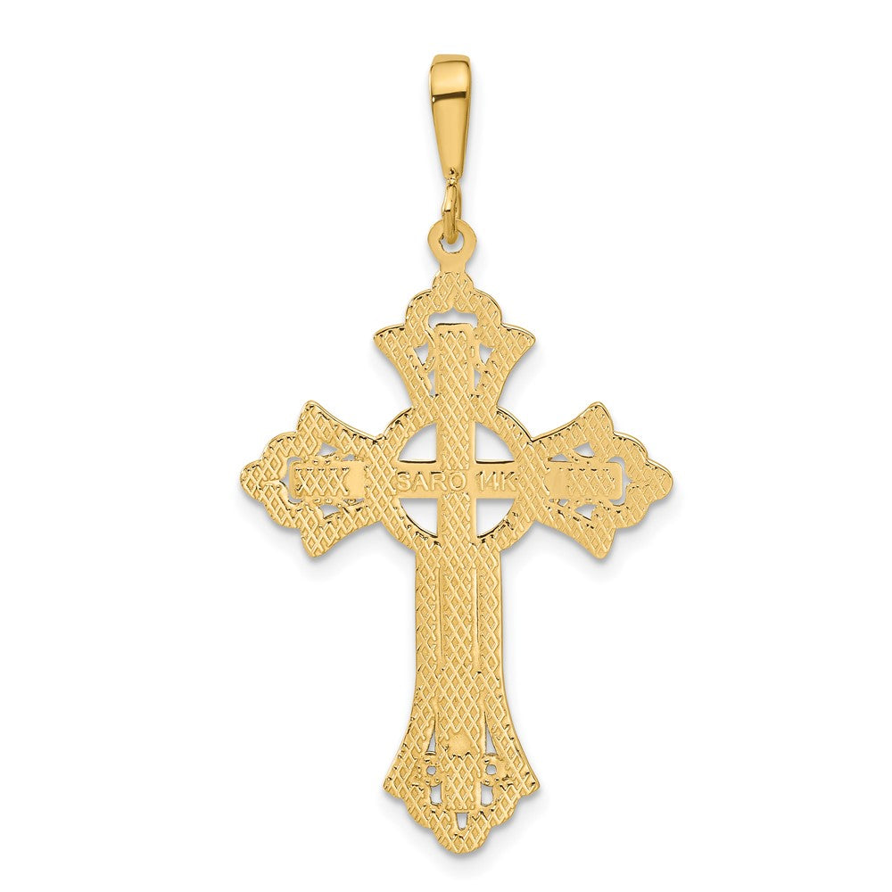 14K Gelbgold Diamantschliff Keltisches Kreuz Anhänger