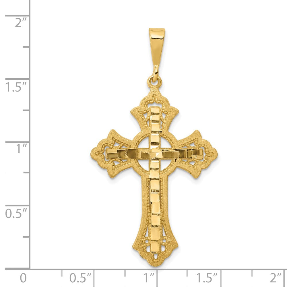 14K Gelbgold Diamantschliff Keltisches Kreuz Anhänger