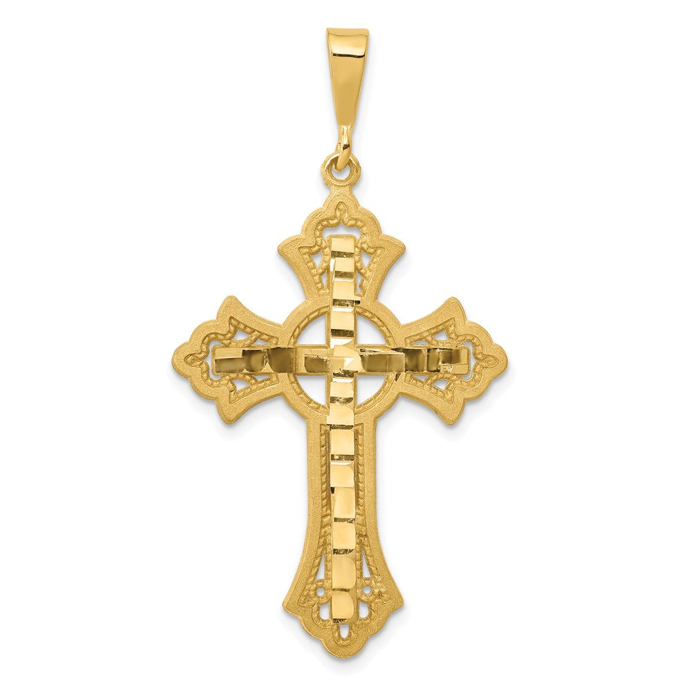 14K Gelbgold Diamantschliff Keltisches Kreuz Anhänger