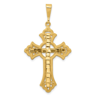 14K Gelbgold Diamantschliff Keltisches Kreuz Anhänger