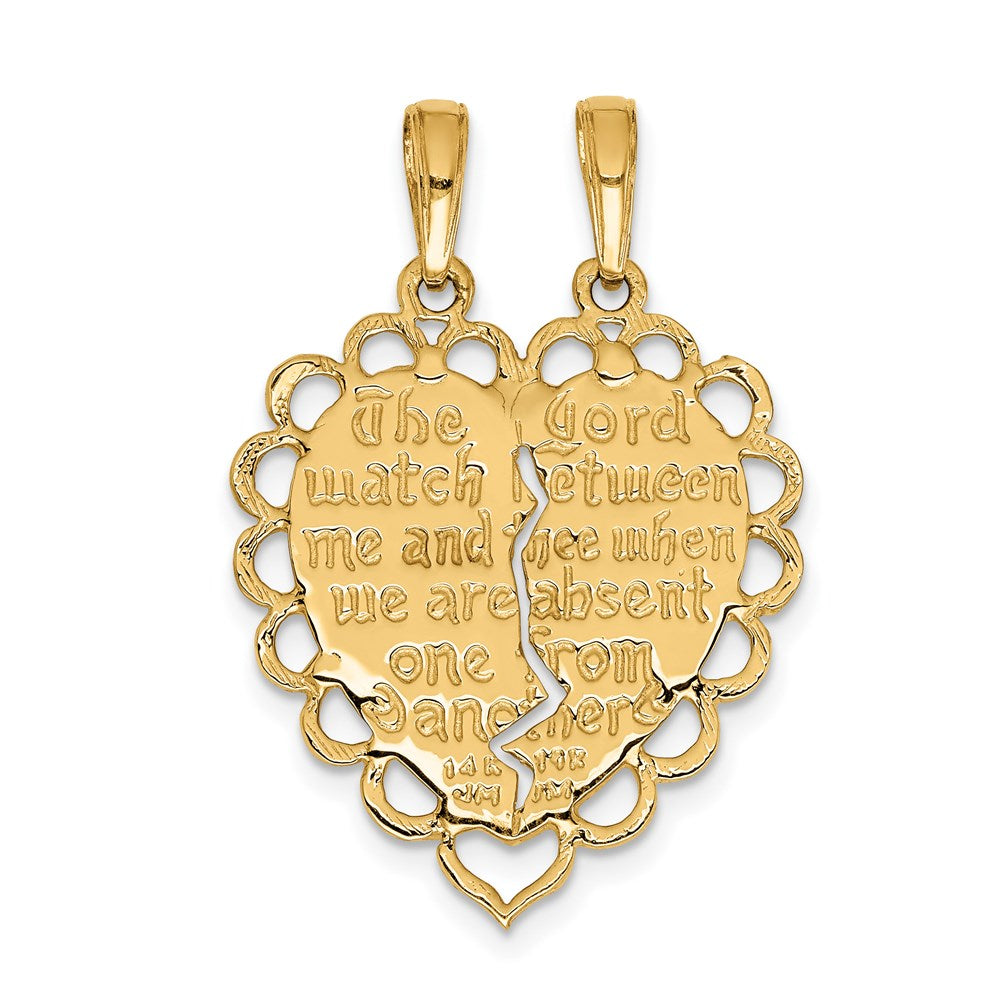 14K Gelbgold Wendbarer Mizpah Zweiteiliger Auseinandernehmbarer Charm