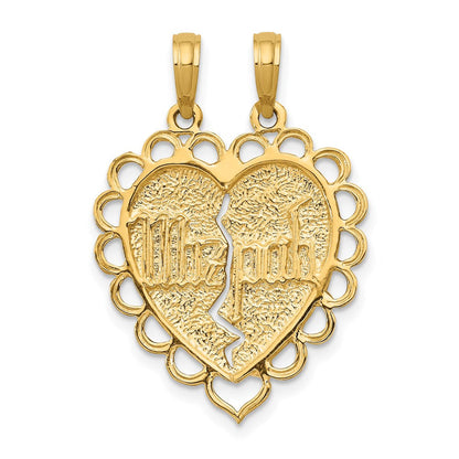 14K Gelbgold Wendbarer Mizpah Zweiteiliger Auseinandernehmbarer Charm