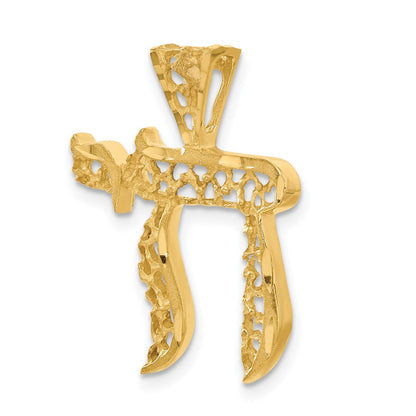 14K Gelbgold Chai-Anhänger mit Filigranarbeit