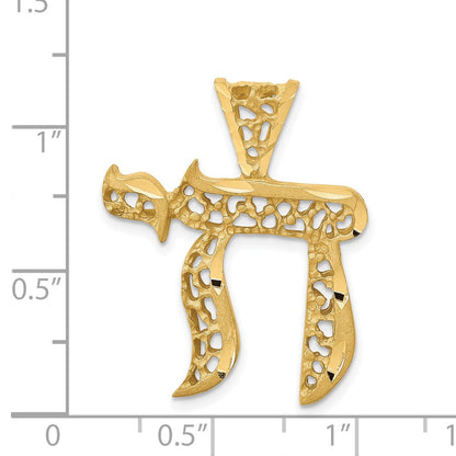 14K Gelbgold Chai-Anhänger mit Filigranarbeit