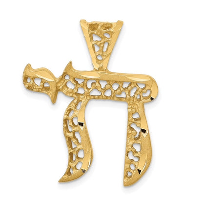 14K Gelbgold Chai-Anhänger mit Filigranarbeit