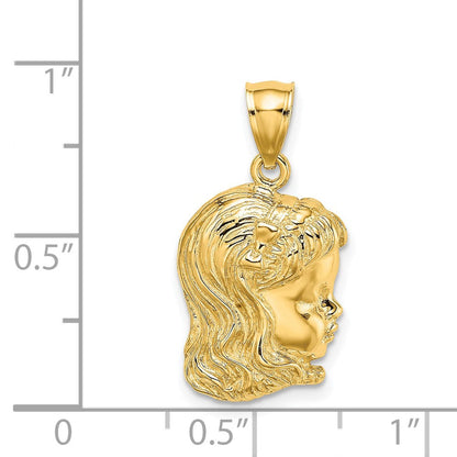 14K Gelbgold Mädchenkopf-Charm